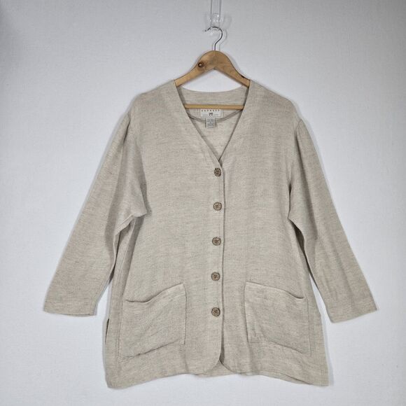 Vtg Campagnie Internationale Express Jacket Linen Blend Pockets Button Front | M - Picture 14 of 14